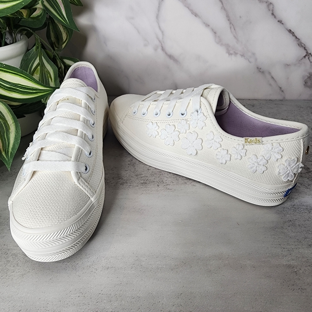 Keds X Kate Spade new york Triple Kick Woven Flowers Sneakers Sz 5.5 - Picture 7 of 16